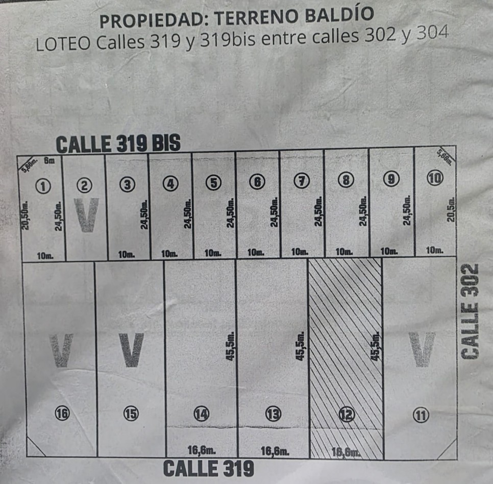 Terreno en Venta sobre calle 319